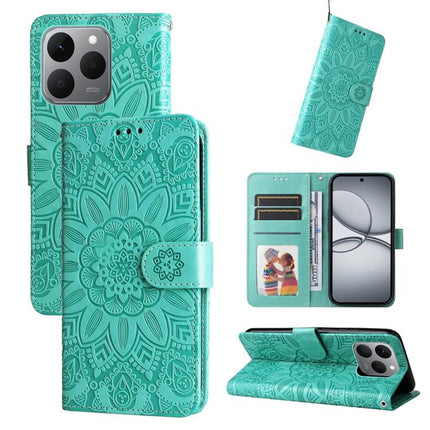Embossed Sunflower Leather Phone Case, For Realme 15T 5G, For Realme Narzo 80 Lite 4G / C71 India, For Realme 15 5G / Realme 15 Pro 5G, For Realme C71 4G / C75 4G / 5G / 14x