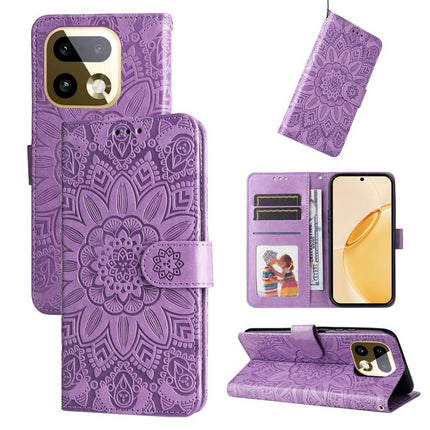 Embossed Sunflower Leather Phone Case, For Realme 16 Pro+ 5G, For Realme 16 Pro 5G, For Realme 15x 5G India / Realme C85 5G, For Realme C85 Pro 4G