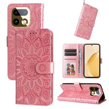 Embossed Sunflower Leather Phone Case, For Realme 16 Pro+ 5G, For Realme 16 Pro 5G, For Realme 15x 5G India / Realme C85 5G, For Realme C85 Pro 4G