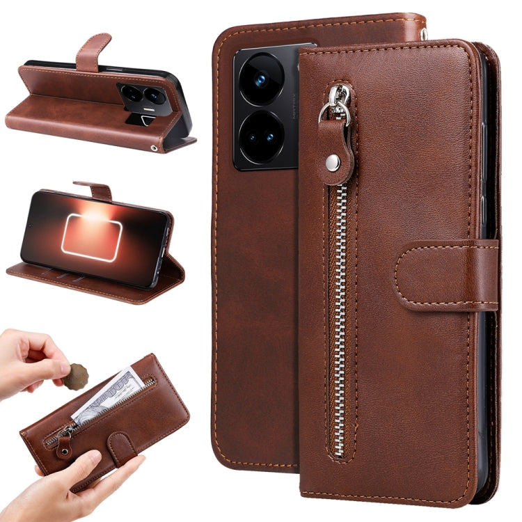 Fashion Calf Texture Zipper Leather Phone Case