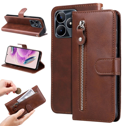 Fashion Calf Texture Zipper Leather Phone Case, For Realme C67 5G / 11 5G Taiwan Version, For Realme 11 4G Global, For Realme C53 / Narzo N53, For Realme 11