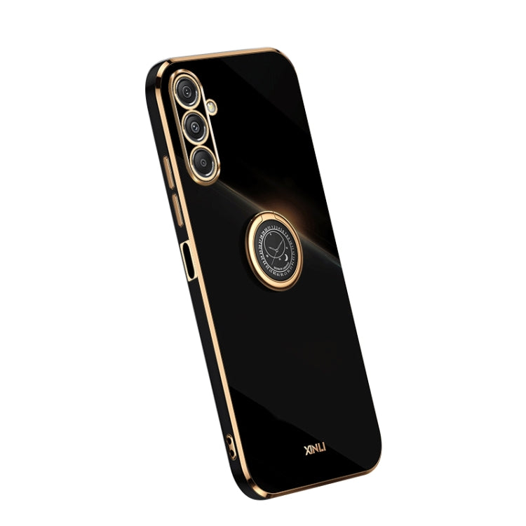 XINLI Straight Edge 6D Electroplate TPU Phone Case with Ring Holder, For Samsung Galaxy A05, For Samsung Galaxy A05s, For Samsung Galaxy M34 5G