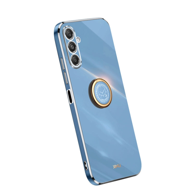 XINLI Straight Edge 6D Electroplate TPU Phone Case with Ring Holder, For Samsung Galaxy A05, For Samsung Galaxy A05s, For Samsung Galaxy M34 5G