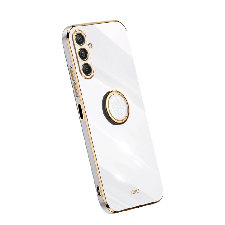 XINLI Straight Edge 6D Electroplate TPU Phone Case with Ring Holder, For Samsung Galaxy A05, For Samsung Galaxy A05s, For Samsung Galaxy M34 5G