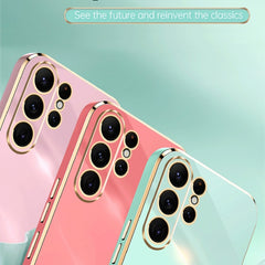 XINLI Straight Edge 6D Electroplate TPU Phone Case with Ring Holder, For Samsung Galaxy S24 Ultra 5G, For Samsung Galaxy S24+ 5G, For Samsung Galaxy S24 5G