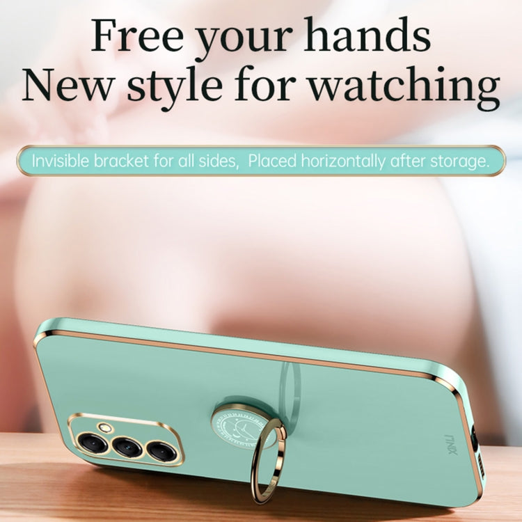 XINLI Straight Edge 6D Electroplate TPU Phone Case with Ring Holder, For Samsung Galaxy A15, For Samsung Galaxy A55, For Samsung Galaxy A35 5G
