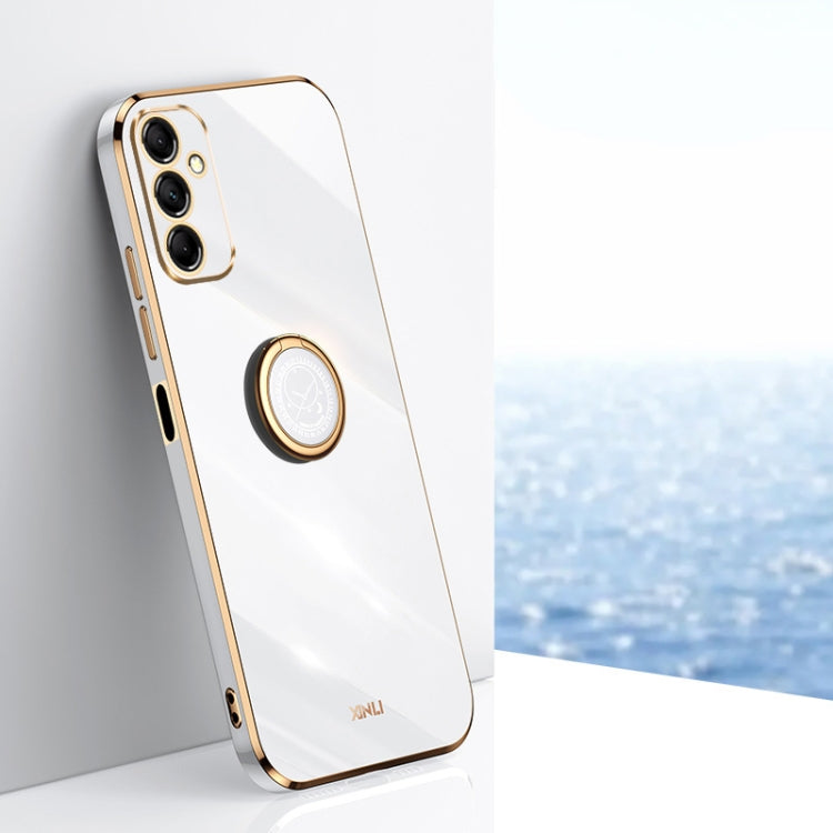 XINLI Straight Edge 6D Electroplate TPU Phone Case with Ring Holder, For Samsung Galaxy A15, For Samsung Galaxy A55, For Samsung Galaxy A35 5G