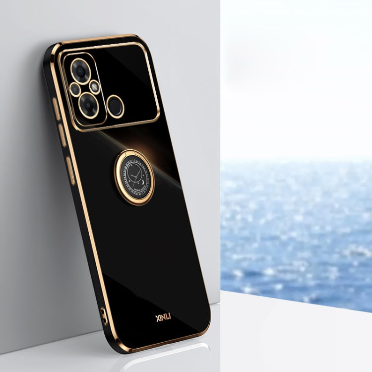 XINLI Straight Edge 6D Electroplate TPU Phone Case with Ring Holder