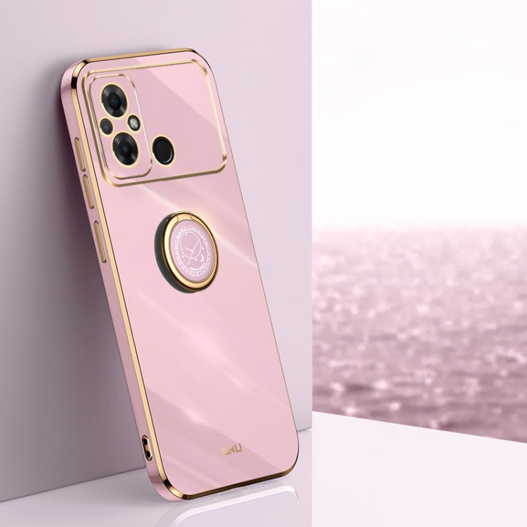 XINLI Straight Edge 6D Electroplate TPU Phone Case with Ring Holder