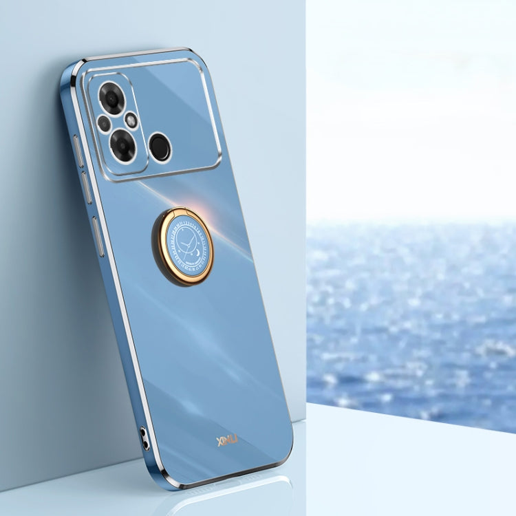 XINLI Straight Edge 6D Electroplate TPU Phone Case with Ring Holder