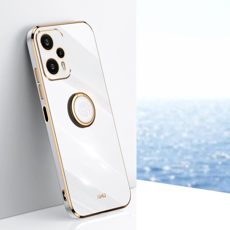 XINLI Straight Edge 6D Electroplate TPU Phone Case with Ring Holder