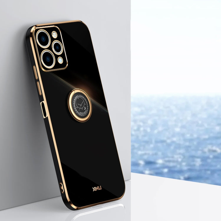 XINLI Straight Edge 6D Electroplate TPU Phone Case with Ring Holder