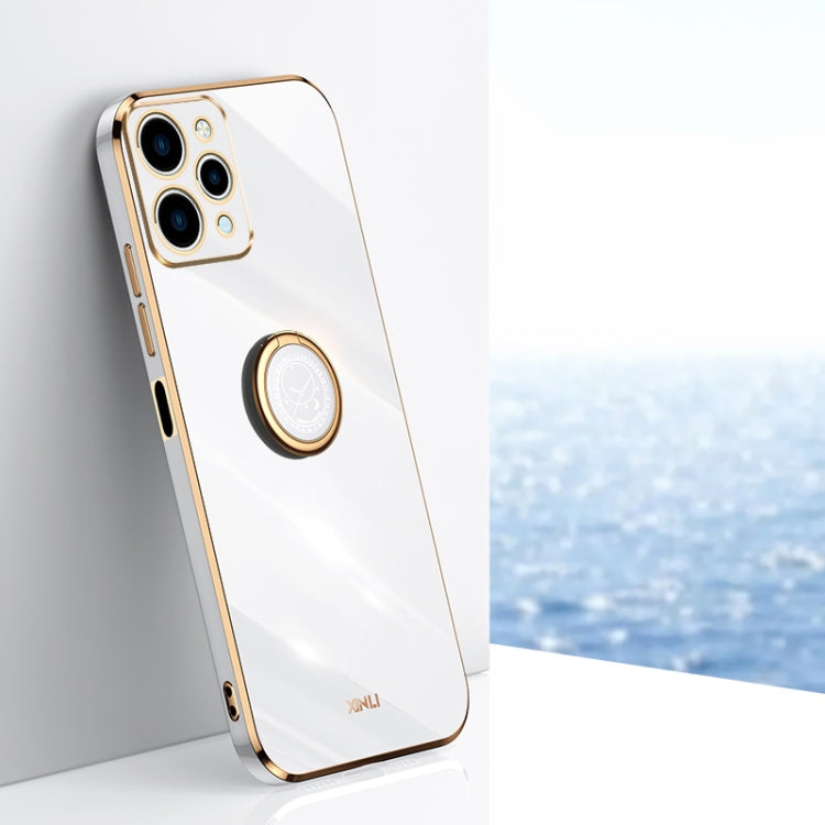 XINLI Straight Edge 6D Electroplate TPU Phone Case with Ring Holder