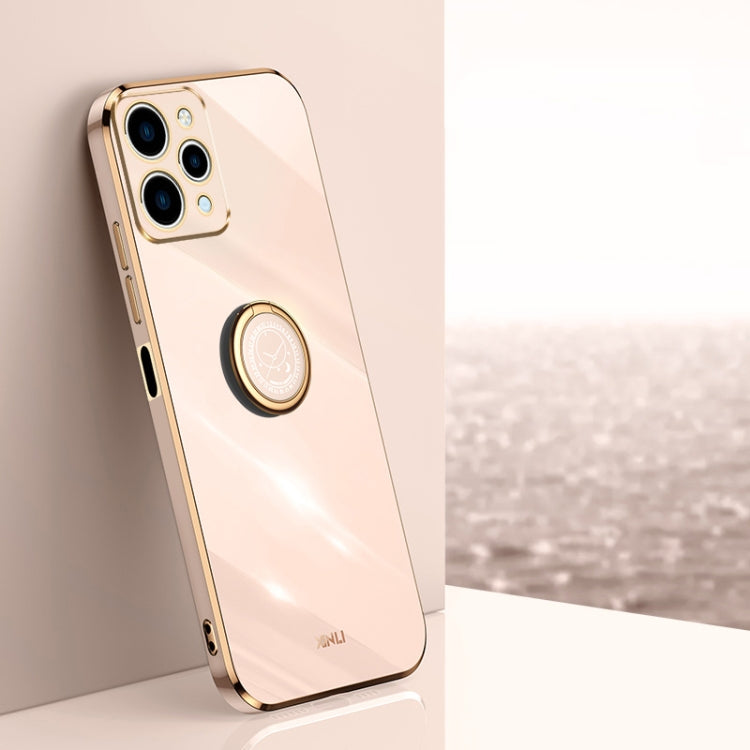 XINLI Straight Edge 6D Electroplate TPU Phone Case with Ring Holder