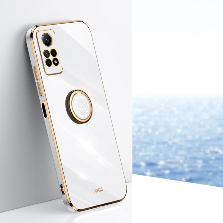 XINLI Straight Edge 6D Electroplate TPU Phone Case with Ring Holder