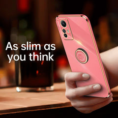 XINLI Straight Edge 6D Electroplate TPU Phone Case with Ring Holder