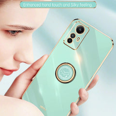 XINLI Straight Edge 6D Electroplate TPU Phone Case with Ring Holder
