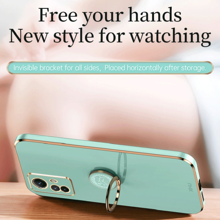 XINLI Straight Edge 6D Electroplate TPU Phone Case with Ring Holder