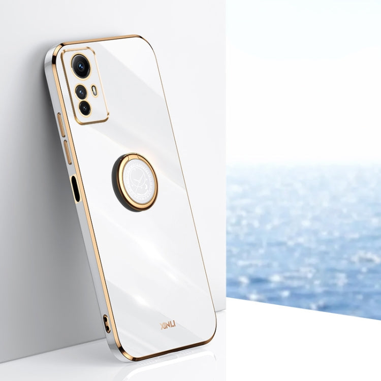 XINLI Straight Edge 6D Electroplate TPU Phone Case with Ring Holder
