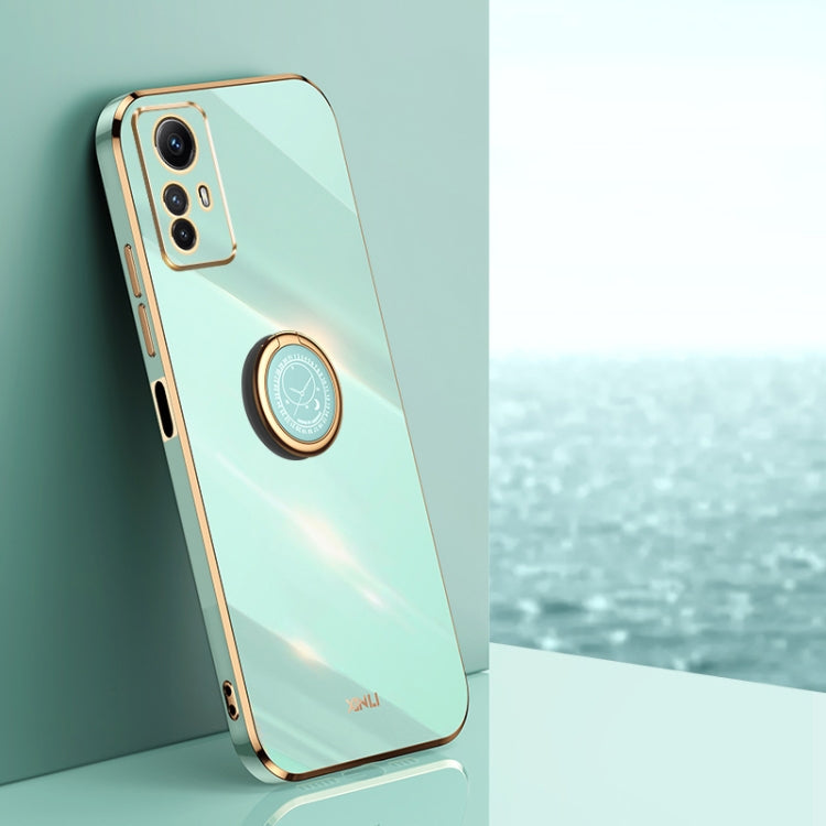 XINLI Straight Edge 6D Electroplate TPU Phone Case with Ring Holder