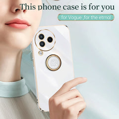 XINLI Straight Edge 6D Electroplate TPU Phone Case with Ring Holder