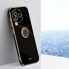 XINLI Straight Edge 6D Electroplate TPU Phone Case with Ring Holder