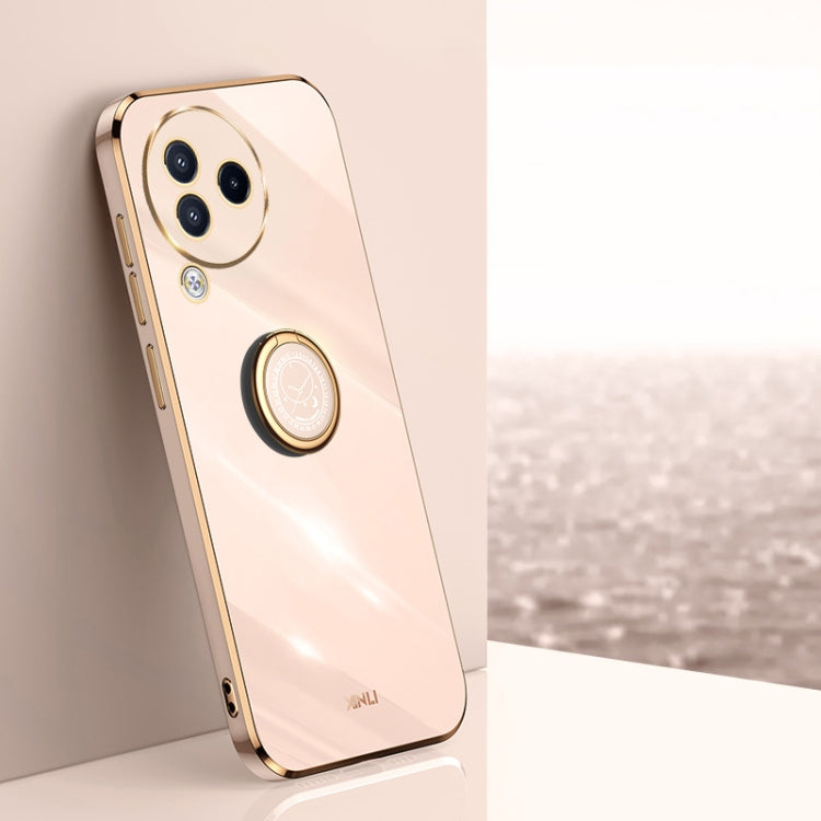 XINLI Straight Edge 6D Electroplate TPU Phone Case with Ring Holder