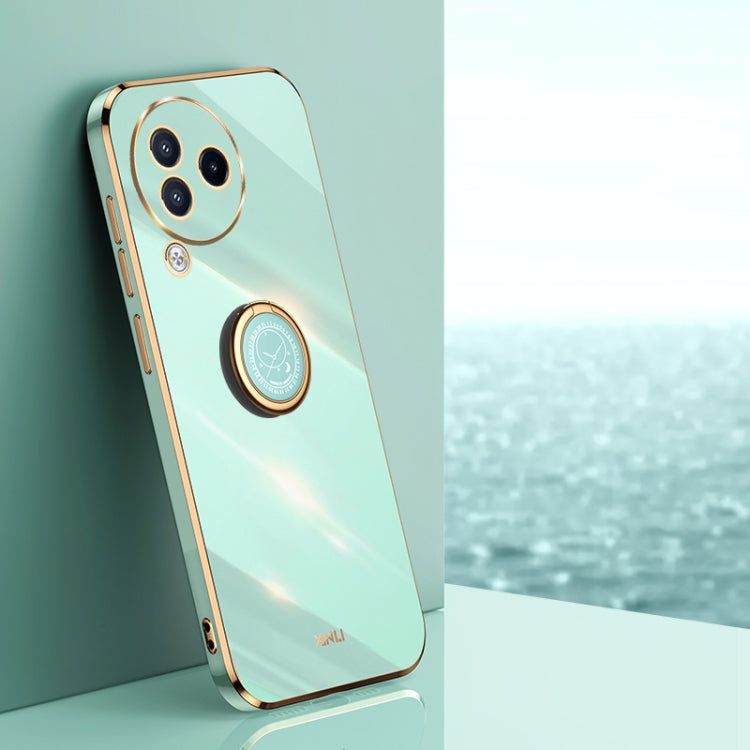 XINLI Straight Edge 6D Electroplate TPU Phone Case with Ring Holder
