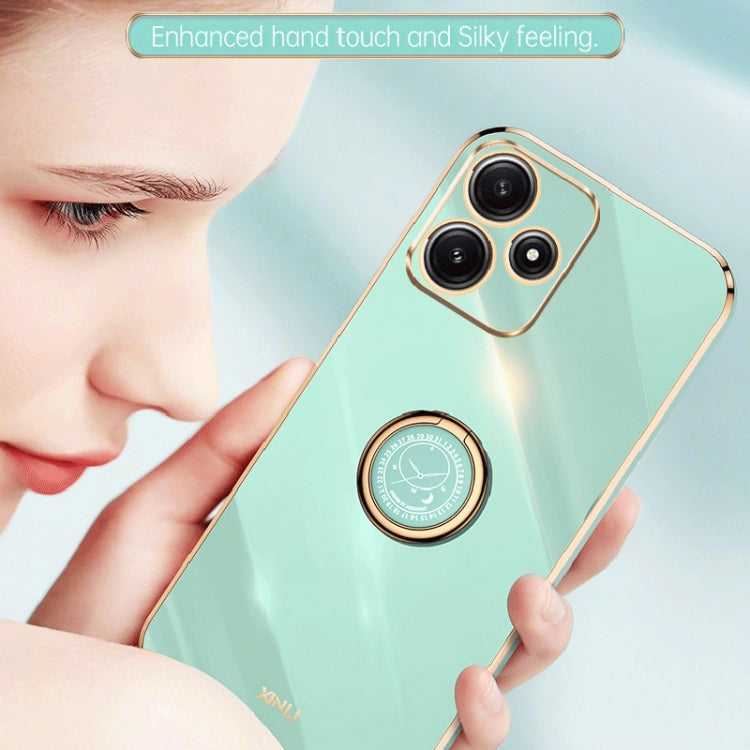 XINLI Straight Edge 6D Electroplate TPU Phone Case with Ring Holder