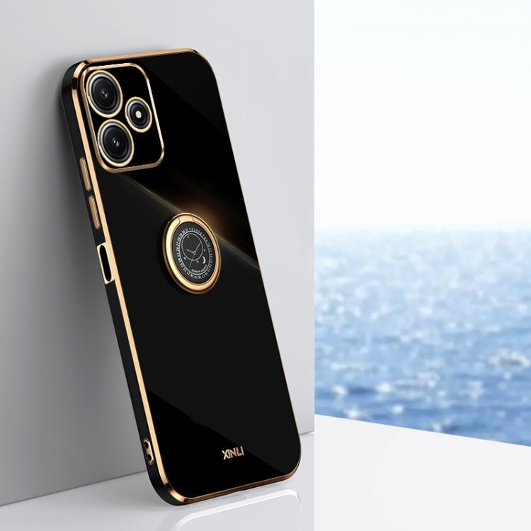 XINLI Straight Edge 6D Electroplate TPU Phone Case with Ring Holder