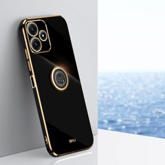 XINLI Straight Edge 6D Electroplate TPU Phone Case with Ring Holder