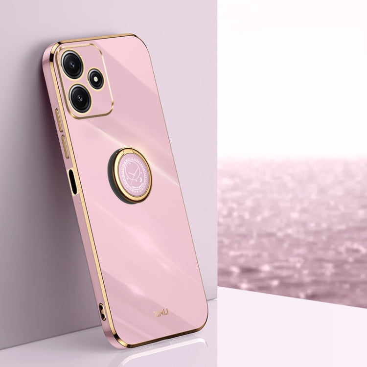 XINLI Straight Edge 6D Electroplate TPU Phone Case with Ring Holder