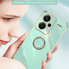 XINLI Straight Edge 6D Electroplate TPU Phone Case with Ring Holder
