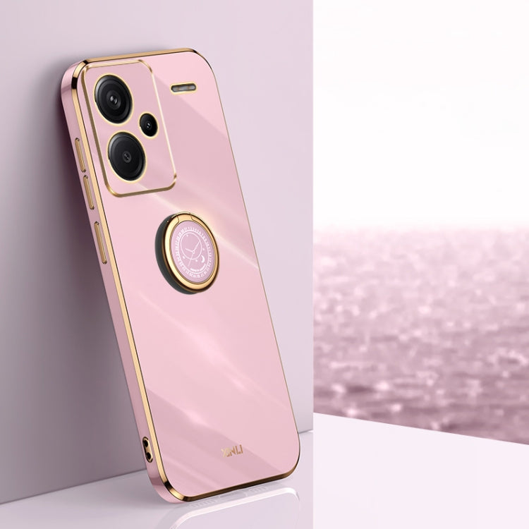 XINLI Straight Edge 6D Electroplate TPU Phone Case with Ring Holder