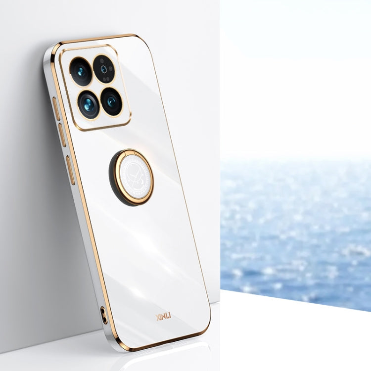 XINLI Straight Edge 6D Electroplate TPU Phone Case with Ring Holder