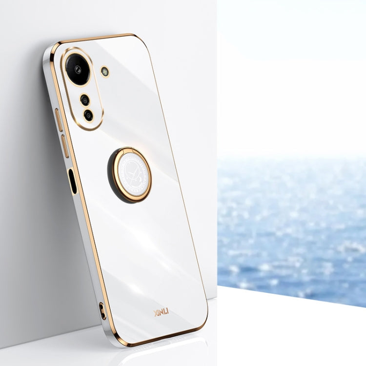 XINLI Straight Edge 6D Electroplate TPU Phone Case with Ring Holder