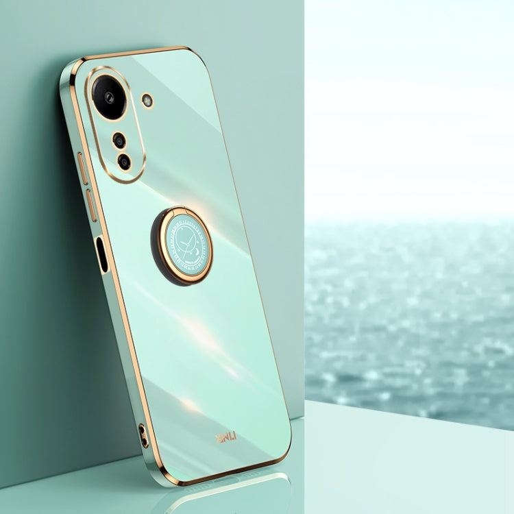 XINLI Straight Edge 6D Electroplate TPU Phone Case with Ring Holder