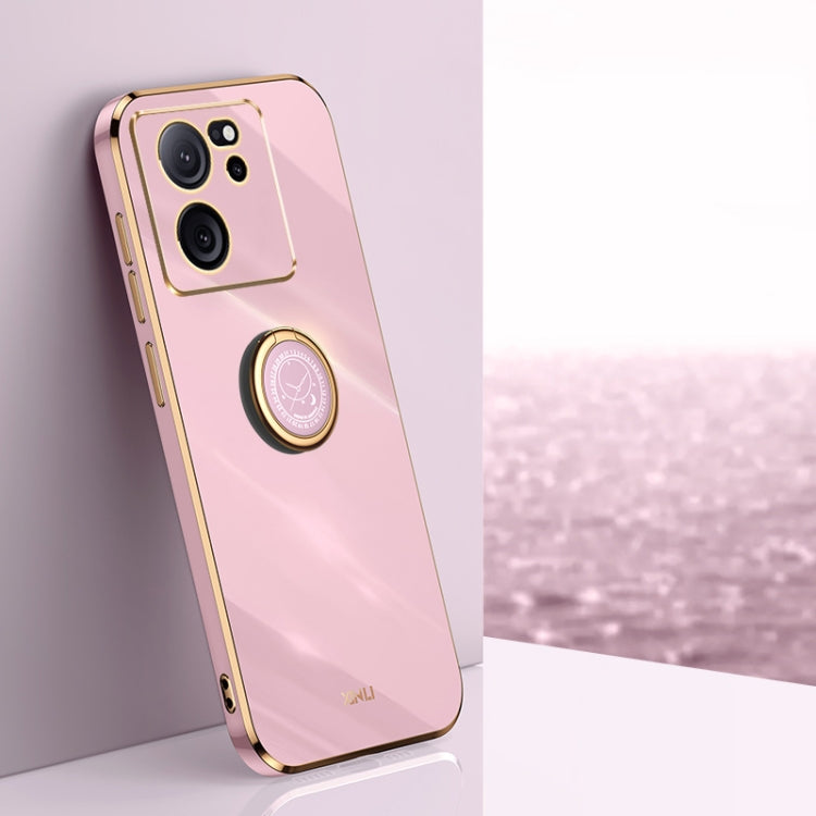 XINLI Straight Edge 6D Electroplate TPU Phone Case with Ring Holder