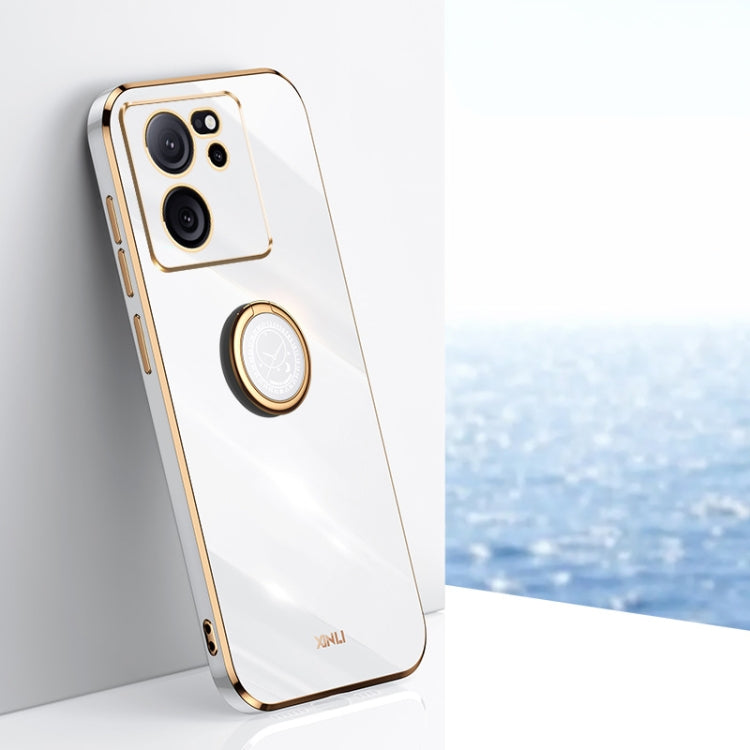 XINLI Straight Edge 6D Electroplate TPU Phone Case with Ring Holder