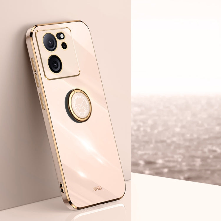 XINLI Straight Edge 6D Electroplate TPU Phone Case with Ring Holder