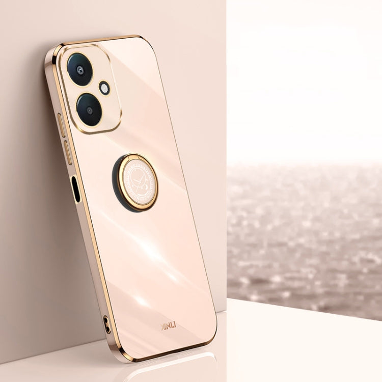 XINLI Straight Edge 6D Electroplate TPU Phone Case with Ring Holder