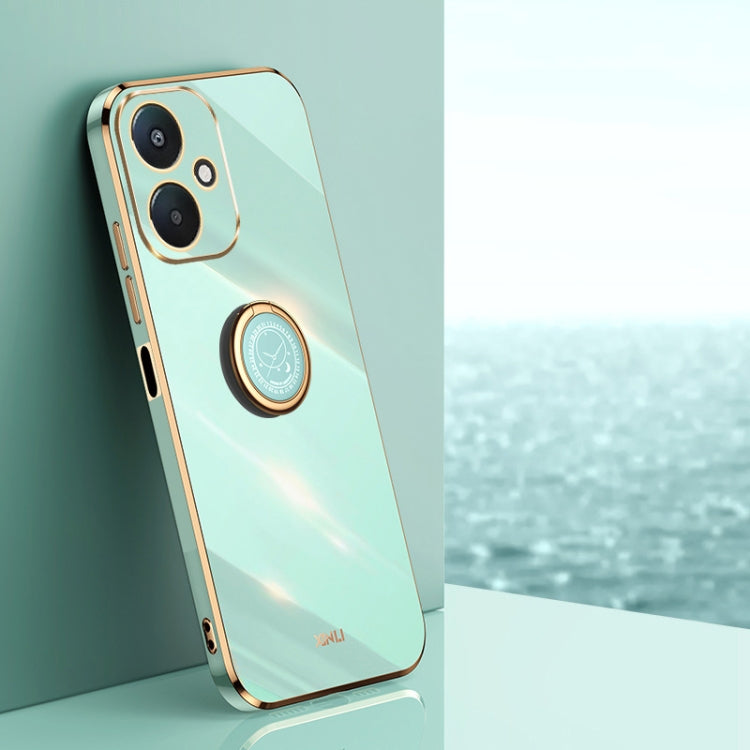 XINLI Straight Edge 6D Electroplate TPU Phone Case with Ring Holder