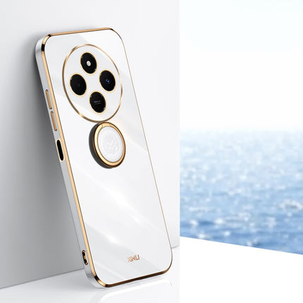 XINLI Straight Edge 6D Electroplate TPU Phone Case with Ring Holder, For Redmi 14C 4G, For Xiaomi Redmi Note 13 Pro 4G, For Xiaomi Redmi Note 13 4G