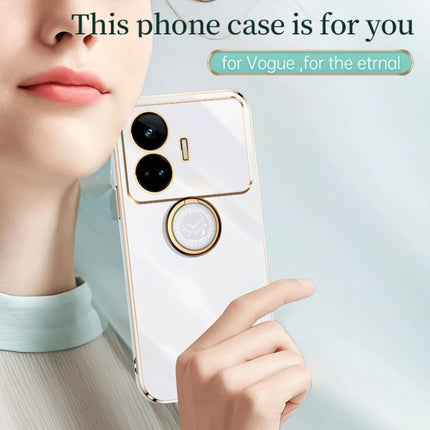 XINLI Straight Edge 6D Electroplate TPU Phone Case with Ring Holder, For Realme GT Neo5 SE, For Realme C55