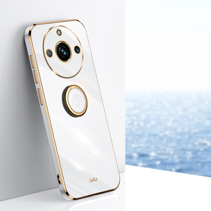 XINLI Straight Edge 6D Electroplate TPU Phone Case with Ring Holder, For Realme 11 5G, For Realme C53 2023, For Realme 11 Pro+ 5G