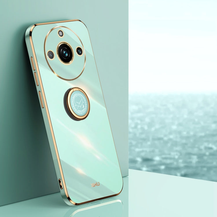 XINLI Straight Edge 6D Electroplate TPU Phone Case with Ring Holder, For Realme Note 60 4G, For Realme 13 Pro Global, For Realme 11 5G