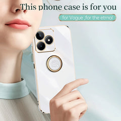 XINLI Straight Edge 6D Electroplate TPU Phone Case with Ring Holder, For Realme C53 2023, For Realme 11 Pro+ 5G, For Realme GT Neo5 SE