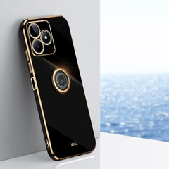 XINLI Straight Edge 6D Electroplate TPU Phone Case with Ring Holder, For Realme 13 Pro Global, For Realme 11 5G, For Realme C53 2023