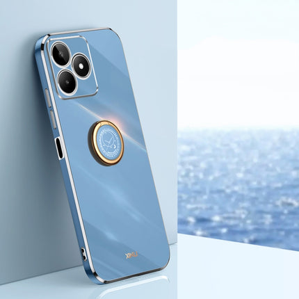 XINLI Straight Edge 6D Electroplate TPU Phone Case with Ring Holder, For Realme 11 5G, For Realme C53 2023, For Realme 11 Pro+ 5G