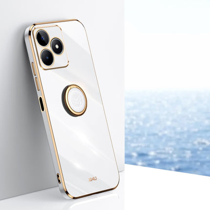 XINLI Straight Edge 6D Electroplate TPU Phone Case with Ring Holder, For Realme 11 5G, For Realme C53 2023, For Realme 11 Pro+ 5G